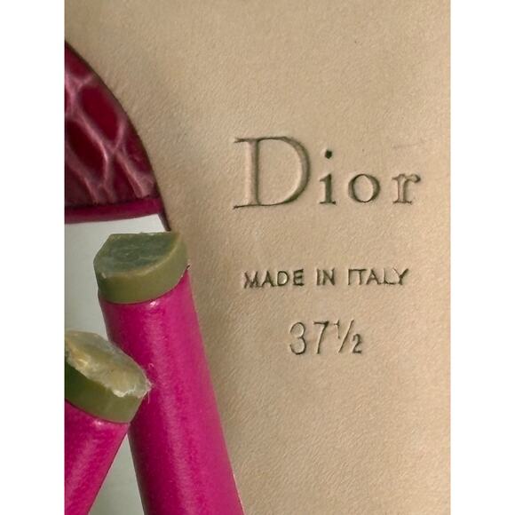 Christian Dior Crocodile Embossed Leather Karma Sandal Violet Moyen 37.5 7.5 - Picture 7 of 9